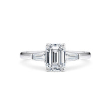  1.50ct Emerald and Baguette Cut Lab Diamond Trilogy Engagement Ring - Gem-imas Diamond Jewellery