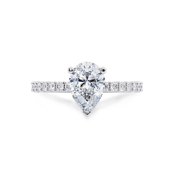 Pear Cut Shoulder Set Diamond Engagement Ring - Gem-imas Diamond Jewellery