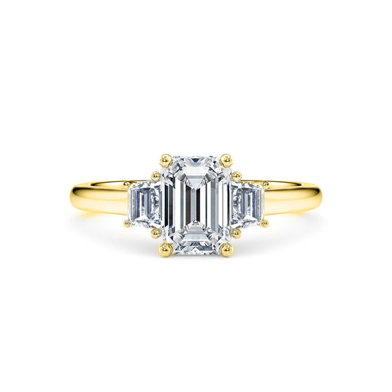 1.50ct Emerald Cut Lab Diamond Trilogy Engagement Ring - Gem-imas Diamond Jewellery