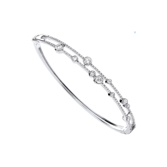 18ct White Gold 1.00ct Diamond Bangle - Gem-imas Diamond Jewellery