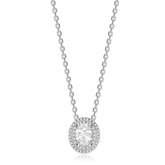 Double Halo Oval Pendant - Gem-imas Diamond Jewellery