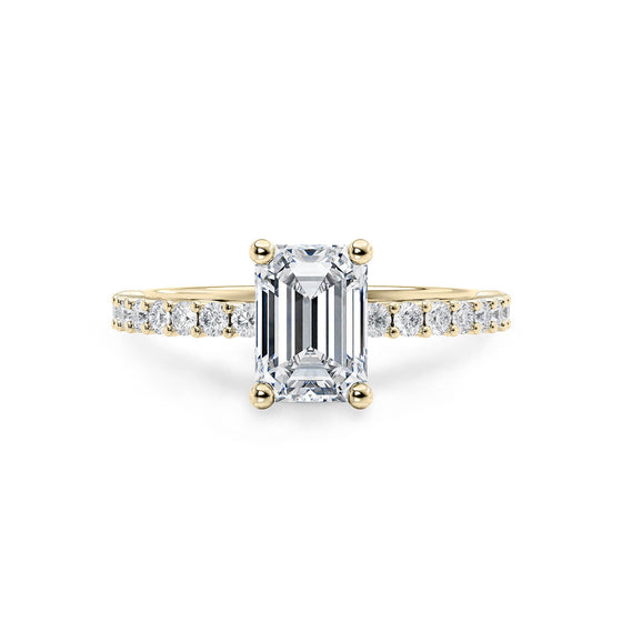 Emerald Cut Shoulder Set Diamond Engagement Ring - Gem-imas Diamond Jewellery