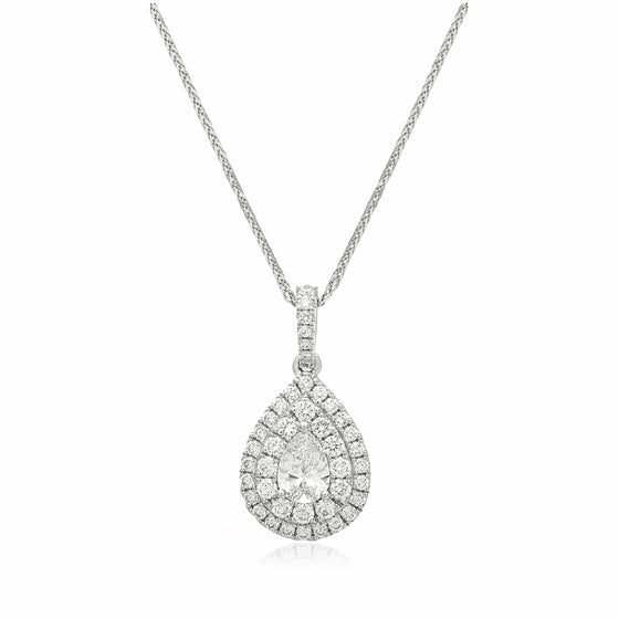 Double Halo Pear Cut Diamond Pendant - Gem-imas Diamond Jewellery