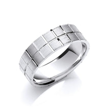  Matt Squared and Grooved Men's Wedding Band - Gem-imas Diamond Jewellery