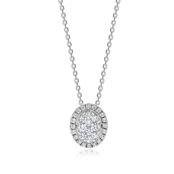 Cluster Set Oval Shaped Diamond Pendant - Gem-imas Diamond Jewellery