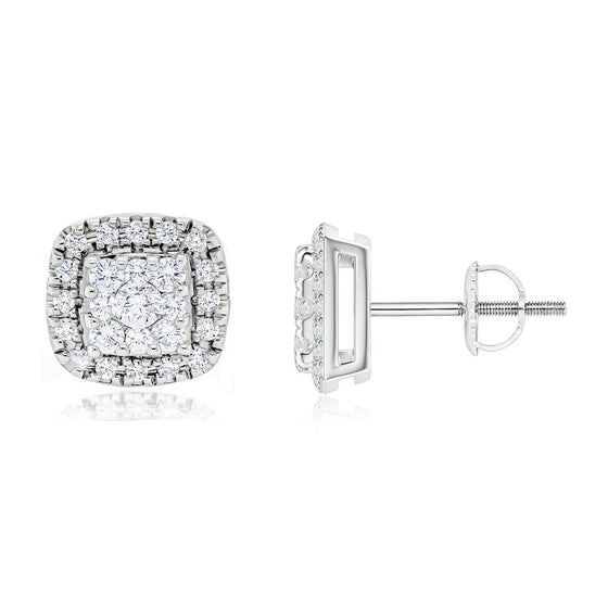 Cushion Cluster Diamond Earrings - Gem-imas Diamond Jewellery