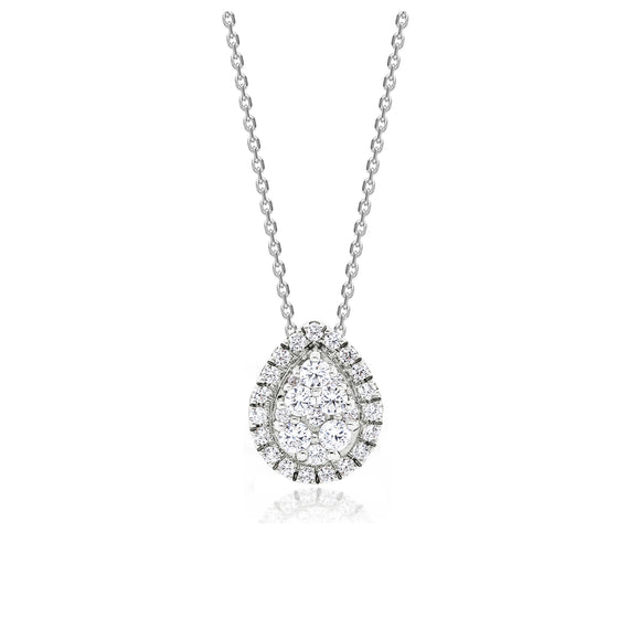 Cluster Set Pear Shaped Diamond Pendant - Gem-imas Diamond Jewellery