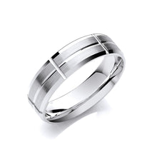  Matt Effect Grooved Men's Wedding Band - Gem-imas Diamond Jewellery