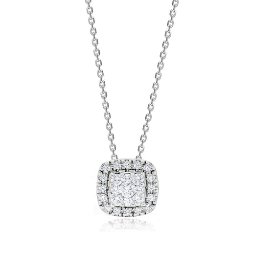 Cluster Set Cushion Shaped Diamond Pendant - Gem-imas Diamond Jewellery