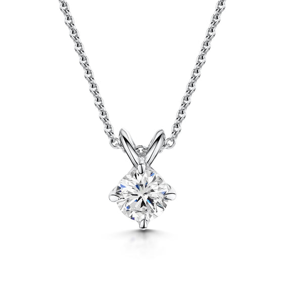 1ct Compass Set Round Brilliant Solitaire Lab Diamond Pendant - Gem-imas Diamond Jewellery