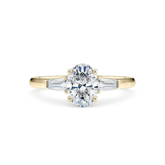 1.50ct Oval Lab Diamond Trilogy Engagement Ring - Gem-imas Diamond Jewellery