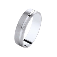  Matt Satin Men's Wedding Band with Offset Polished Channel - Gem-imas Diamond Jewellery