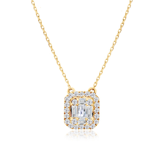 Baguette and Princess Diamond Cluster Pendant - Gem-imas Diamond Jewellery