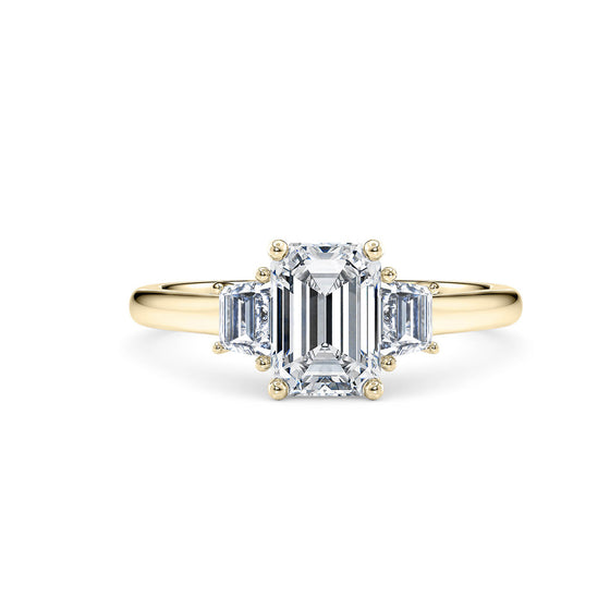 Emerald Cut Diamond Trilogy Engagement Ring - Gem-imas Diamond Jewellery