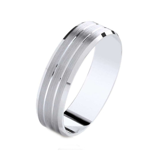 Matt Satin Bevelled Edge Men's wedding Band - Gem-imas Diamond Jewellery