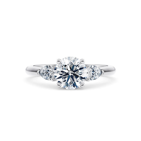 Round Brilliant and Pear Diamond Trilogy Engagement Ring - Gem-imas Diamond Jewellery