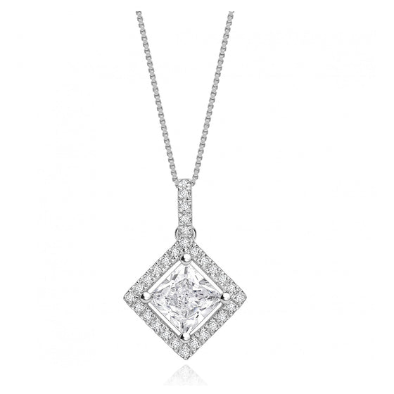 Princess Cut Diamond Halo Pendant - Gem-imas Diamond Jewellery