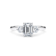  Emerald Cut and Round Diamond Trilogy Engagement Ring - Gem-imas Diamond Jewellery