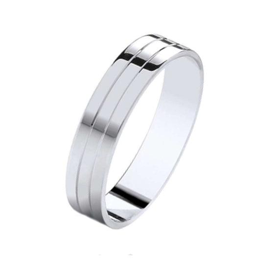 High Polish Double Groove Men's Wedding Band - Gem-imas Diamond Jewellery