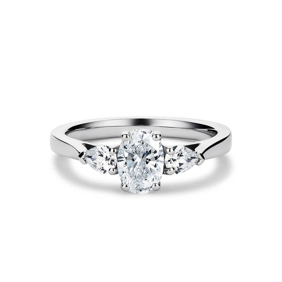 Oval and Pear Diamond Trilogy Engagement Ring - Gem-imas Diamond Jewellery