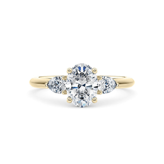 Oval and Pear Diamond Trilogy Engagement Ring - Gem-imas Diamond Jewellery