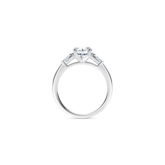 Round Brilliant and Baguette Diamond Trilogy Engagement Ring - Gem-imas Diamond Jewellery