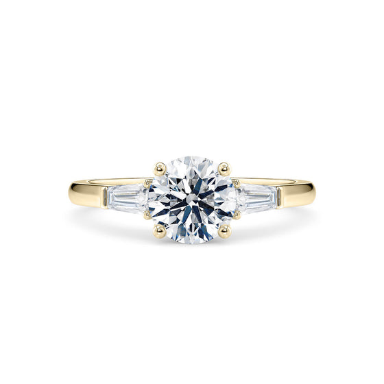 Round Brilliant and Baguette Diamond Trilogy Engagement Ring - Gem-imas Diamond Jewellery