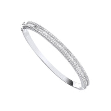  18ct White Gold Baguette and Round Brilliant Diamond Bangle - Gem-imas Diamond Jewellery