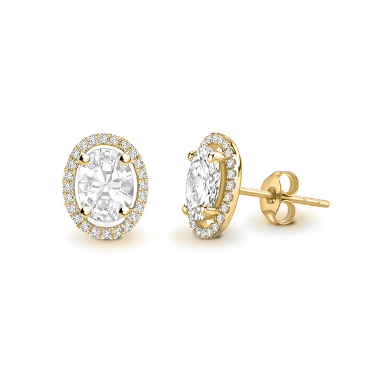 Oval Single Halo Diamond Earrings - Gem-imas Diamond Jewellery