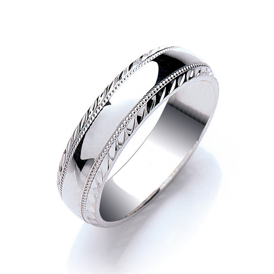 Slight Court Milgrain Men's Wedding Band - Gem-imas Diamond Jewellery