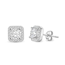  Princess Cut Single Halo Diamond Earrings - Gem-imas Diamond Jewellery