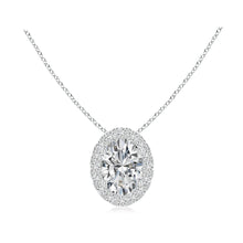  Oval Cut Diamond Halo Pendant - Gem-imas Diamond Jewellery