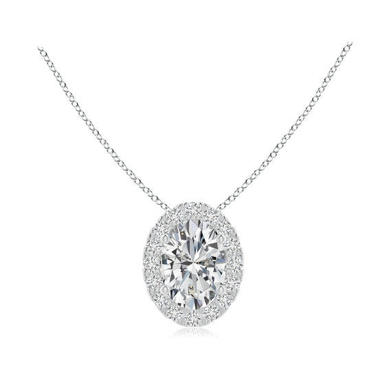 Oval Cut Diamond Halo Pendant - Gem-imas Diamond Jewellery