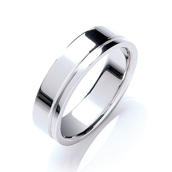 Offset Groove High Polish Men's Wedding Band - Gem-imas Diamond Jewellery