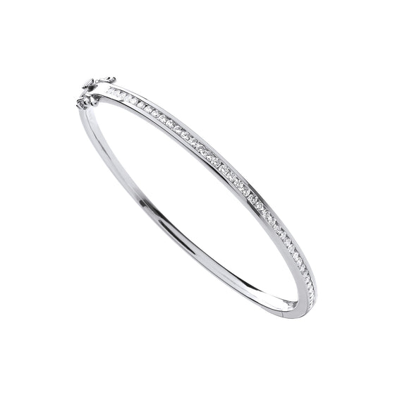 18ct White Gold Channel Set Bangle - Gem-imas Diamond Jewellery