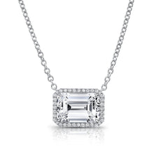  Unique Emerald Cut Diamond Halo Pendant - Gem-imas Diamond Jewellery