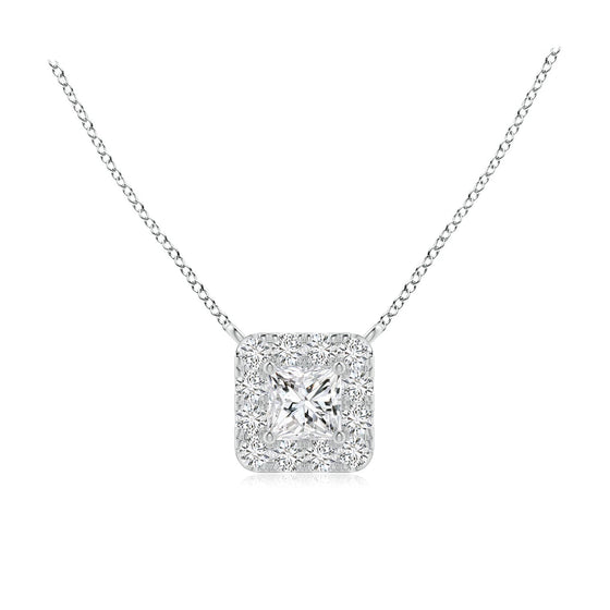 Emerald Cut Diamond Halo Pendant - Gem-imas Diamond Jewellery