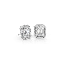  Emerald Cut Double Halo Diamond Earrings - Gem-imas Diamond Jewellery