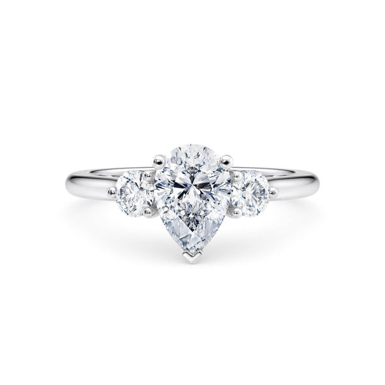 1.50ct Pear Cut Lab Diamond Trilogy Engagement Ring - Gem-imas Diamond Jewellery