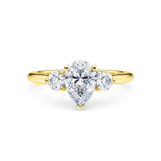 1.50ct Pear Cut Lab Diamond Trilogy Engagement Ring - Gem-imas Diamond Jewellery