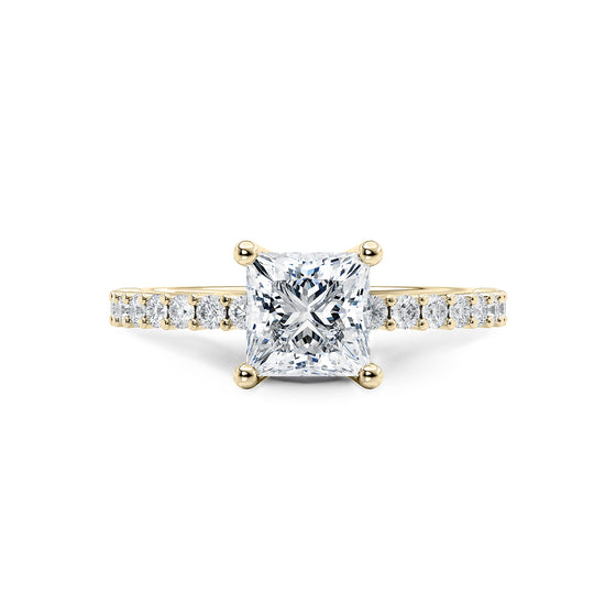 Princess Cut Shoulder Set Diamond Engagement Ring - Gem-imas Diamond Jewellery