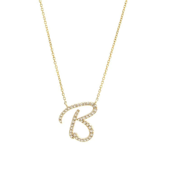 Love Letters - Diamond Initial Pendant B - Gem-imas Diamond Jewellery