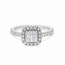  18ct Gold Cushion Diamond Cluster Engagement Ring - Gem-imas Diamond Jewellery