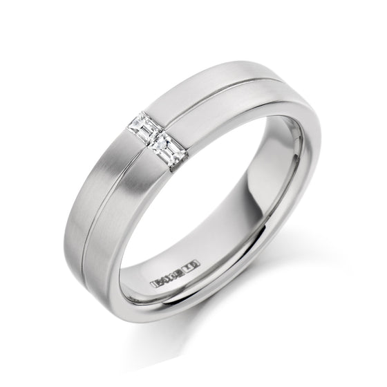 Platinum and Baguette Diamond Men's Wedding Band - Gem-imas Diamond Jewellery