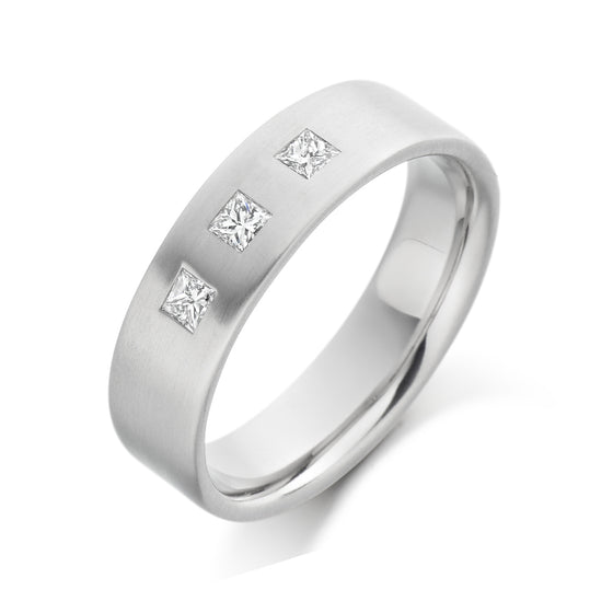 Platinum and Princess Cut Diamond Men's Wedding Band - Gem-imas Diamond Jewellery