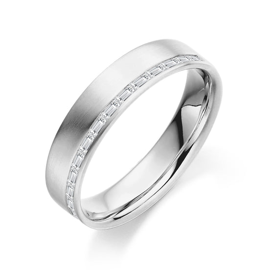 Platinum and Baguette Diamond Cut Men's Wedding Band - Gem-imas Diamond Jewellery