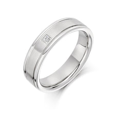  Platinum and Princess Cut Diamond Men's Flush Wedding Band - Gem-imas Diamond Jewellery