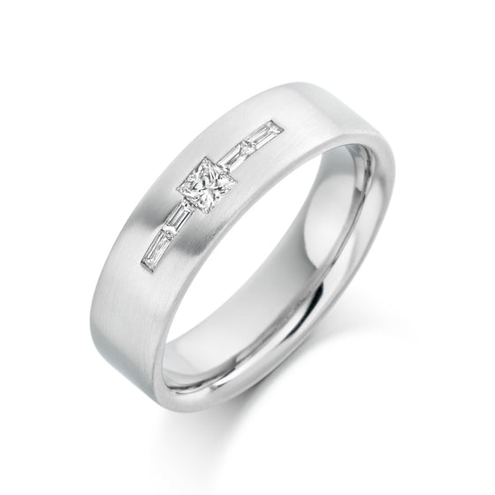 Platinum Princess Cut Diamond Men's Wedding Band - Gem-imas Diamond Jewellery