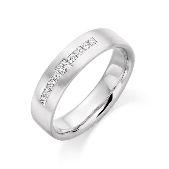 Platinum and Princess Cut Diamond Flush Men's Wedding Band - Gem-imas Diamond Jewellery