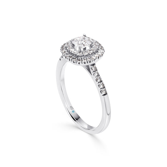 Cushion Shaped Double Halo Diamond Engagement Ring - Gem-imas Diamond Jewellery